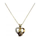 10K Diamond Heart Pendant & Chain Necklace