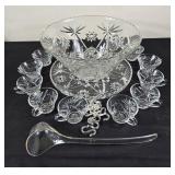 14 PC. Crystal Punch Bowl Set