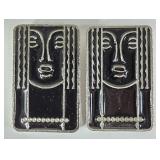 Ritz Pewter & Enamel Abstract Face Pendants