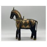 Wooden Horse Hammered Copper & Brass Inlay