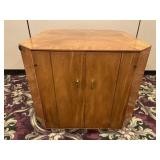 MCM Blonde Oak Drum Cabinet Side Table