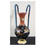 Hand Painted Koi Vase Signed By O. Dolci