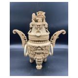 Vtg. Japanese Carved Resin Foo Dog Incense Burner