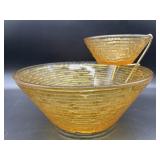 Anchor Hocking Soreno Amber Glass Chip & Dip Bowls