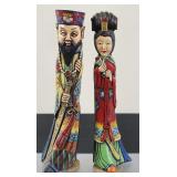 Chinese Polychrome Emperor & Empress Statues