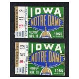 1955 Notre Dame vs. Iowa Football Ticket Stubs (2)