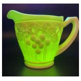 Uranium Glass Northwood Gothic Grape Creamer