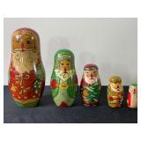 Hand Painted Santa Christmas Russian Nesting Dolls