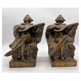 Art Deco Metal Harlequin Jester Bookends