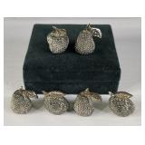 Cast Silver Metal Fruit Place Card Holders (6)