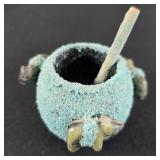 Zuni Crushed Turquoise Bear Fetish Bowl