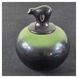 Lidded Blackware Pottery Jar By Russell Sanchez