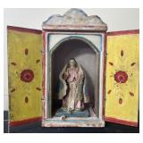 Mexican Porcelain Mother Mary In Alter Box