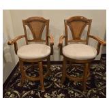 Rattan Back Swivel Barstools (2)