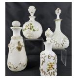 Antique Milk Glass Barbershop Apothecary Bottles