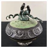 Chinese Bronze Cloisonnï¿½ Hummingbird Urn