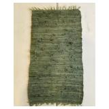 Green Hand Woven Flat Weave Rag Rug