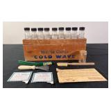 Helene Curtis Cold Wave Box w/ Jars & Hair Items