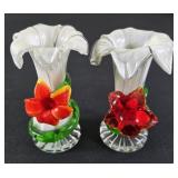 Hand Blown Glass Flower Vases (2)