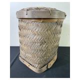 Asian Bamboo Rice Basket w/ Lid