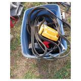 TOTE OF MISC BELTS,HOSE,WIRE CABLES