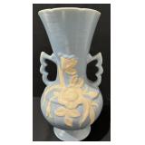 Weller USA Pottery Blue Cameo Tall 2 Handled Vase