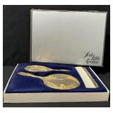 Saks 5th Avenue Silver Plate 24 K Gold Vanity Set