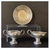 Silver Plate Pedestal Creamer & Sugar with Bowl