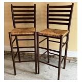 Pair of Vintage Pier 1 Woven Bar Seat Stools