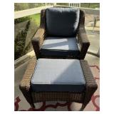 Hampton Bay Cambridge Brown Wicker Chair & Ottoman