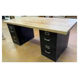 Over Sized Wood Desk Top, 2 Filing Cabinets