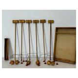 Antique Wood Tabletop Croquet Set