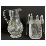 Vintage Cut Crystal Pitcher, Adams Serving Dish