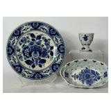 Authenic Delft Handpainted Plate, Egg Cup, Dish