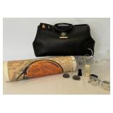 Vintage Leather Doctors Bag, Magnifying Glasses