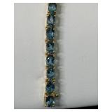 14K Gold Blue Topaz Tennis Bracelet