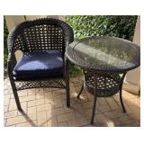 Outdoor Faux Wicker Chair & Table