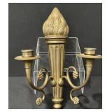 Rare Brass Torch Candle Candleabra Wall Sconce