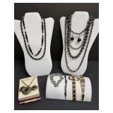 Vintage Black & Silver Tone Jewelry