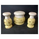 Vintage Chefs Hat Salt & Pepper with Grease Jar