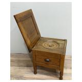 Antique Golden Oak Commode Stool, Chamber Pot