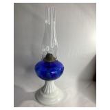 Vintage Waterbury Blue & White Oil Lamp