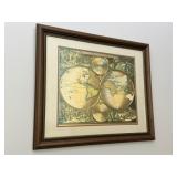 Vintage Gold Foiled Framed World Map