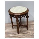 Louis XVI Style Carved Wood Marble Top End Table