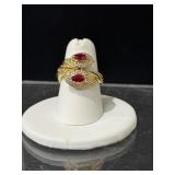 18K Gold Ruby? & Diamond Ring, 7.24 Grams