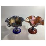 Vintage Carnival Glass Compote Vases