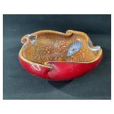 Unusual Art Glass Bowl with Speckled Interior