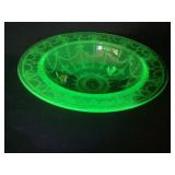 Uranium Glass Cameo Ballerina 3 Toed Bowl