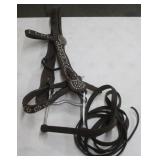 Large Leather Bridle w/Leather Reins, Curb Bit