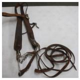 Large Leather Bridle w/Leather Reins, Curb Bit